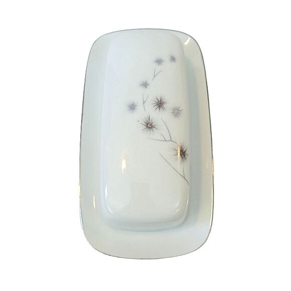 Vintage Creative Platinum Starburst Fine China 1014 Butter Dish 1950's - Picture 3 of 7